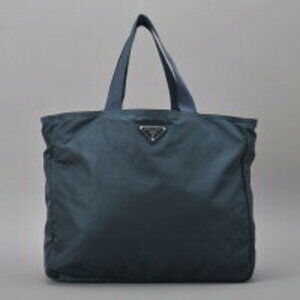 Prada Vela tote bag handbag blue OCEANO triangular plate ki